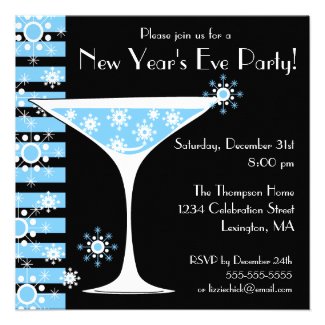 New Years Eve Party Snowflake Cocktail Invitation