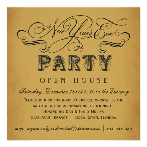New Year's Eve Party Vintage Invitations (front side)