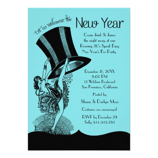New Year's Eve Roaring 20's Party Custom Invitation (front side)