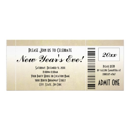 New Year's Eve Ticket Invitation 4" X 9.25" Invitation Card Zazzle
