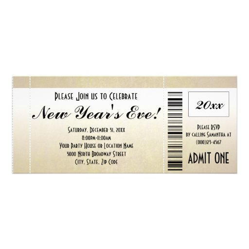 New Year's Eve Ticket Invitation (front side)