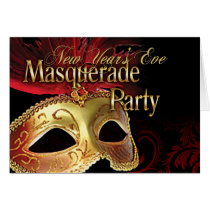 New Year's Eve Venetian Masquerade (red verdigris) Cards