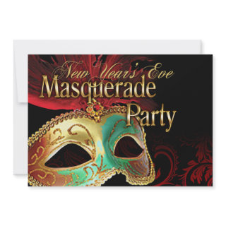 New Year's Eve Venetian Masquerade (red verdigris) invitation