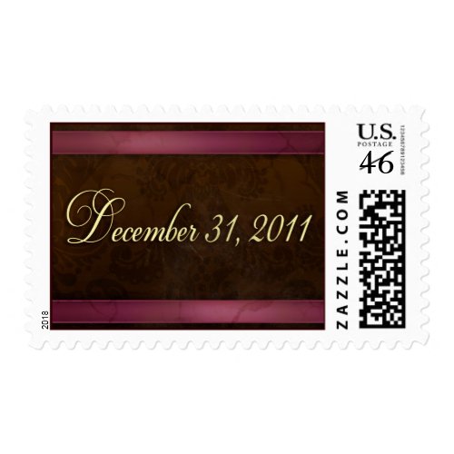New Years Eve Wedding Stamp in brown and wine stamp