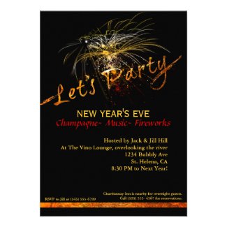 New Years Fireworks Party Invitations