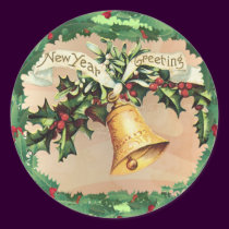 NEW YEARS GREETINGS & HOLLY by SHARON SHARPE stickers