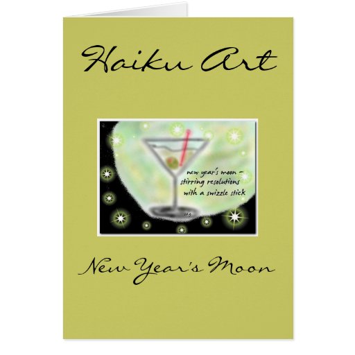 New Year's Moon Haiku Art Greeting Card | Zazzle