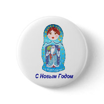New Years Nesting Doll Pinback Button