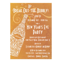 New Year's Party Champagne Celebration Custom Announcement