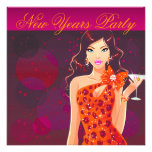 New Years Party Club Flyer fuschia/orange Custom Invitations