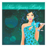 New Years Party Club Flyer teal/aqua Custom Announcements