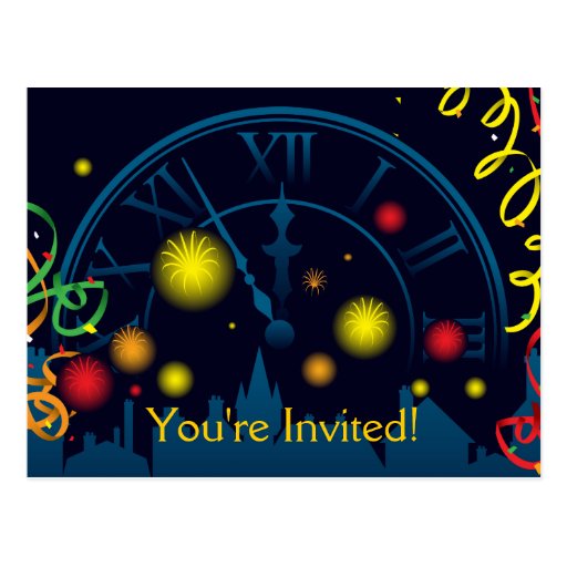 New Years Party Invite Post Card