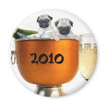 New Years pugs 2010 magnet