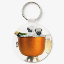 New Years pugs keychain