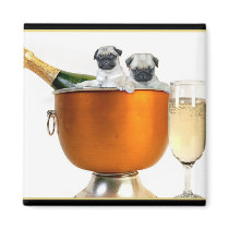 New Years pugs magnet
