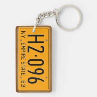 New York 1963 Vintage License Plate Keychain Rectangular Acrylic Key Chain