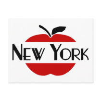 New York Art Deco With 2-Color Apple, Sliced Postcard