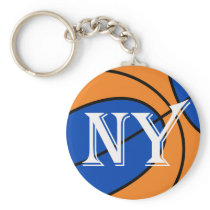 new york blue orange basketball key chain