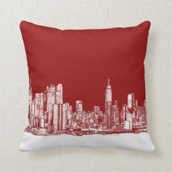New York bold red Throw Pillow