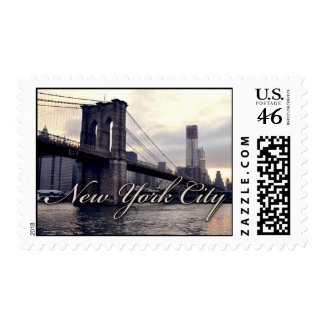 New York Brooklyn Bridge Sunset Postage stamp