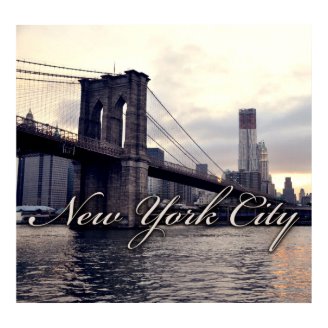 New York Brooklyn Bridge Sunset Poster