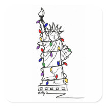 New York Christmas Sticker - Statue of Liberty