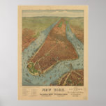 New York City 1879 Antique Panoramic Map Poster