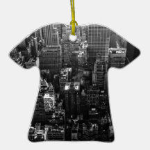 new york city black & white street scene christmas ornaments