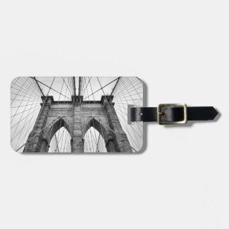 New-York City Brooklyn Bridge Black & White Photo Travel Bag Tag
