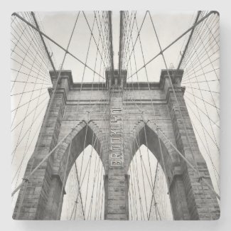 New-York City Famous Brooklyn Bridge Stone Beverage Coaster