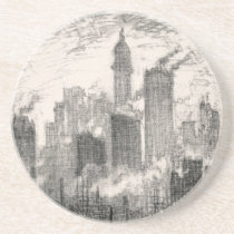 New York City Governor's Island Sketch Beverage Coasters