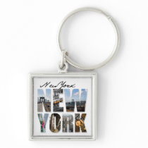 New York City Graphical Tourism Montage Key Chain