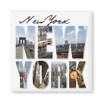 New York City Graphical Tourism Montage Fridge Magnet