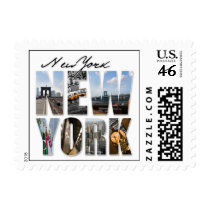 New York City Graphical Tourism Montage Postage Stamp