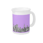 New York city in lilac pink Drink Pitchers