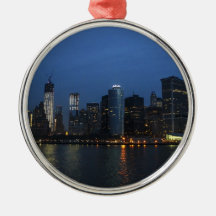 New York City Manhattan Night Skyline Ornament