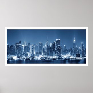 New-York City Manhattan Night Skyline View Poster