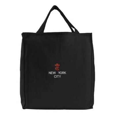 NEW YORK CITY, NYC BLACK TOTE EMBROIDERED TOTE BAGS by edem13
