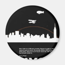 New York City Poster Black Magnet