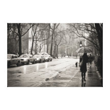 New York City - Rainy Day in Greenwich Village Stretched Canvas Prints