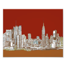 New York city red sepia Photo Art