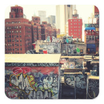 New York City Rooftops Covered in Graffiti Square Stickers