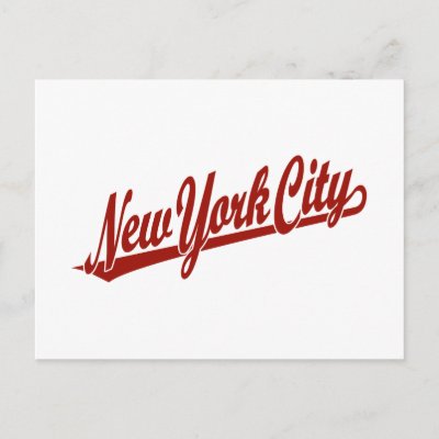 Logo Design  York on New York City Script Logo In Red Postcard From Zazzle Com