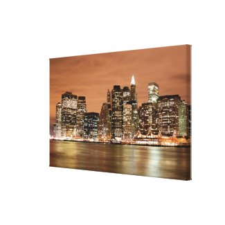 New York City skyline at Night Lights Gallery Wrapped Canvas