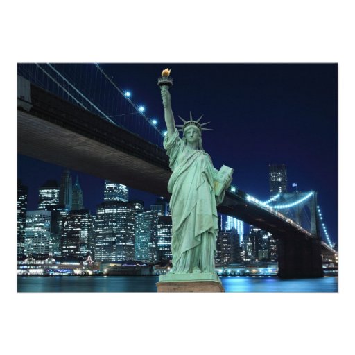 New York City skyline at Night Lights, Personalized Invitation