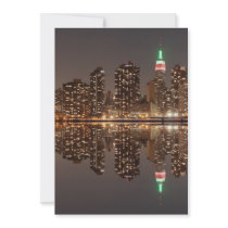 New York City skyline at Night Lights, Midtown Man Custom Invitations