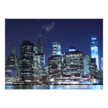 New York City skyline at Night Lights, Midtown Man Custom Invitations