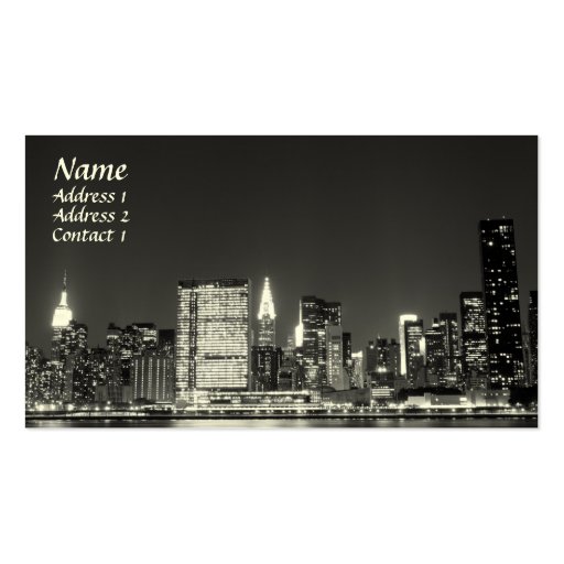 New York City Skyline at Night , Lower Manhattan Business Card (front side)