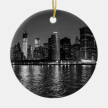 New York City Skyline at Night Ornament