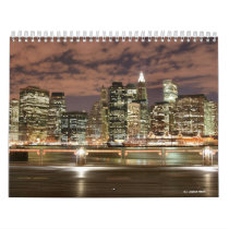 New York City Skyline At Night Wall Calendar